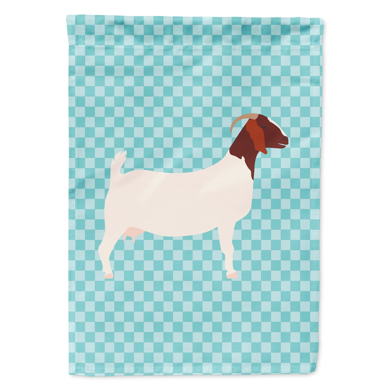Boer Goat Blue Check Flag Garden Size