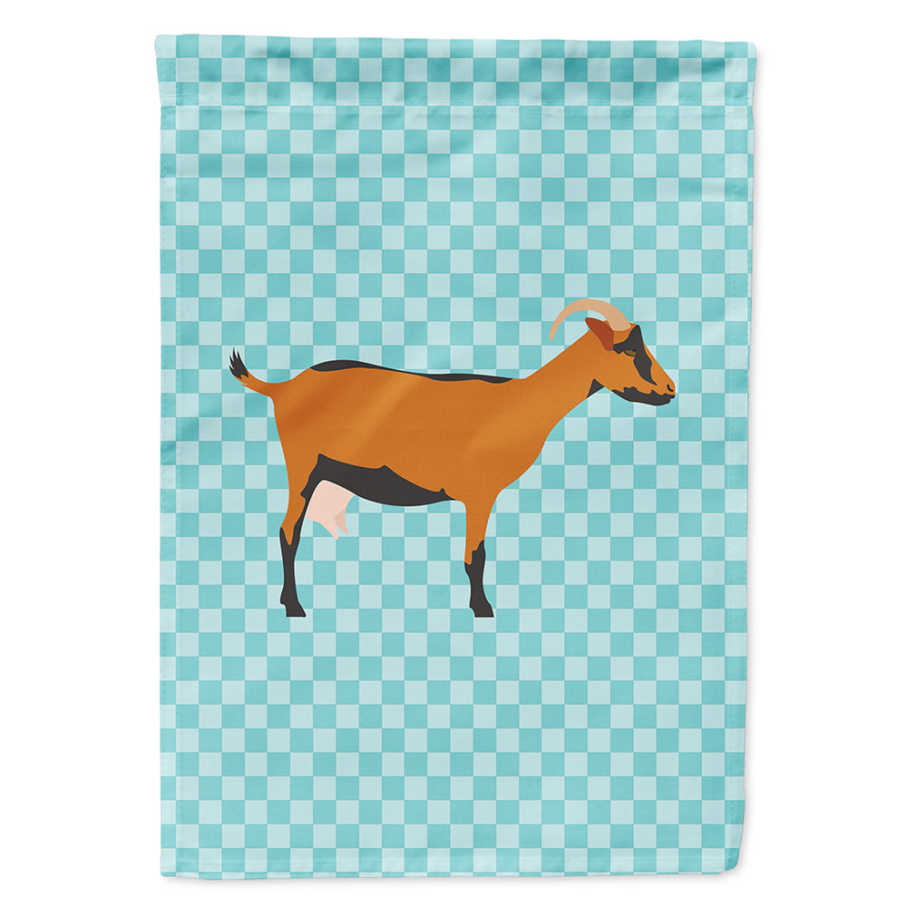 Oberhasli Goat Blue Check Flag Garden Size