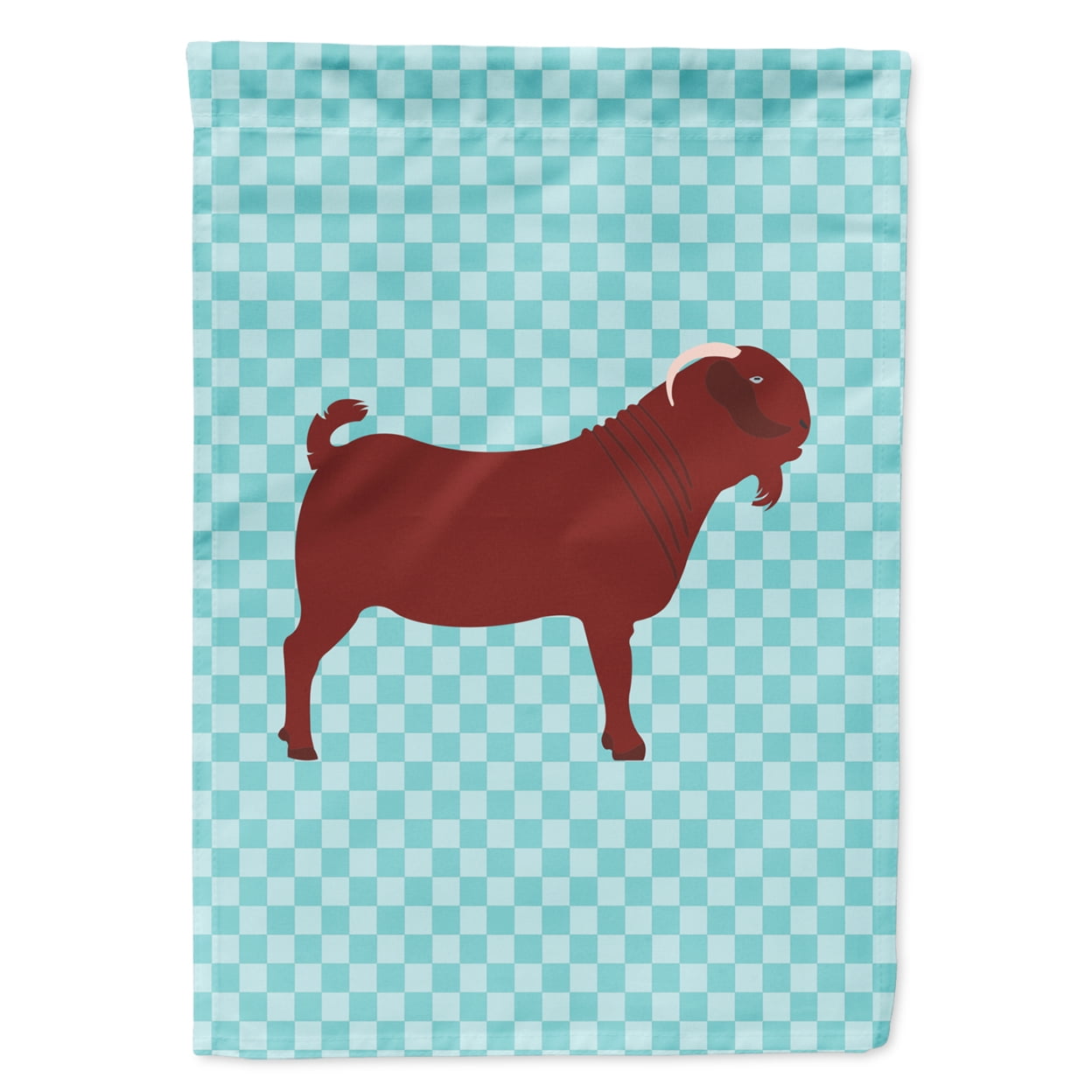 Kalahari Red Goat Blue Check Flag Garden Size