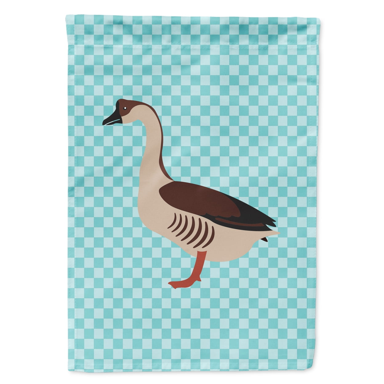 Chinese Goose Blue Check Flag Garden Size