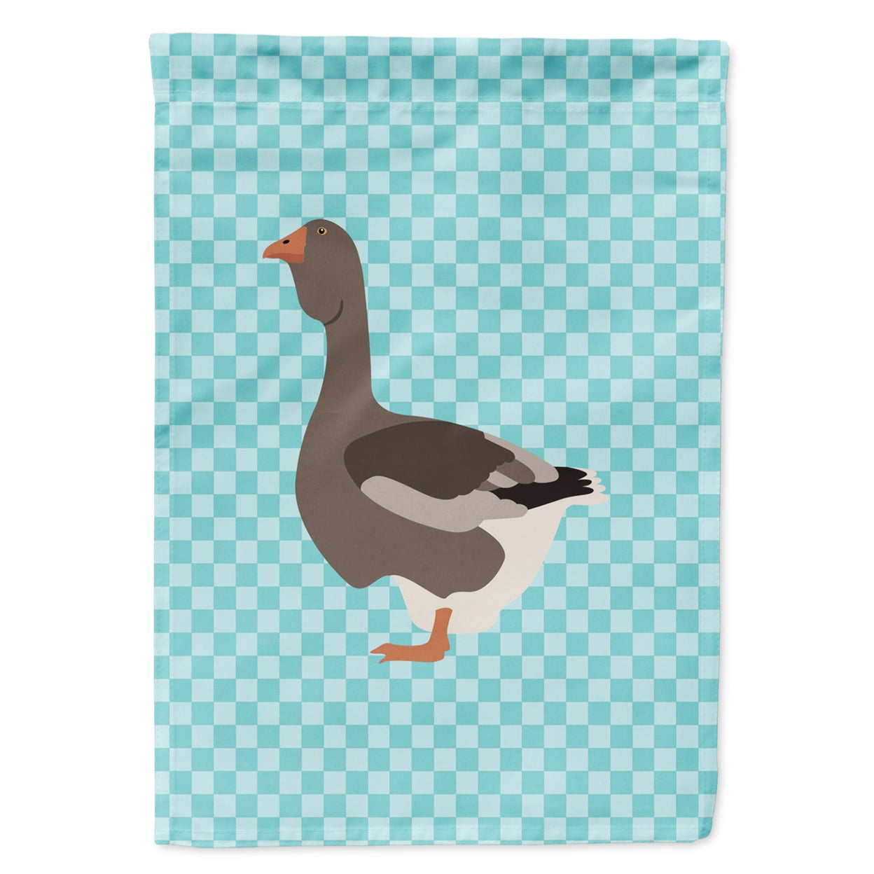 Toulouse Goose Blue Check Flag Garden Size