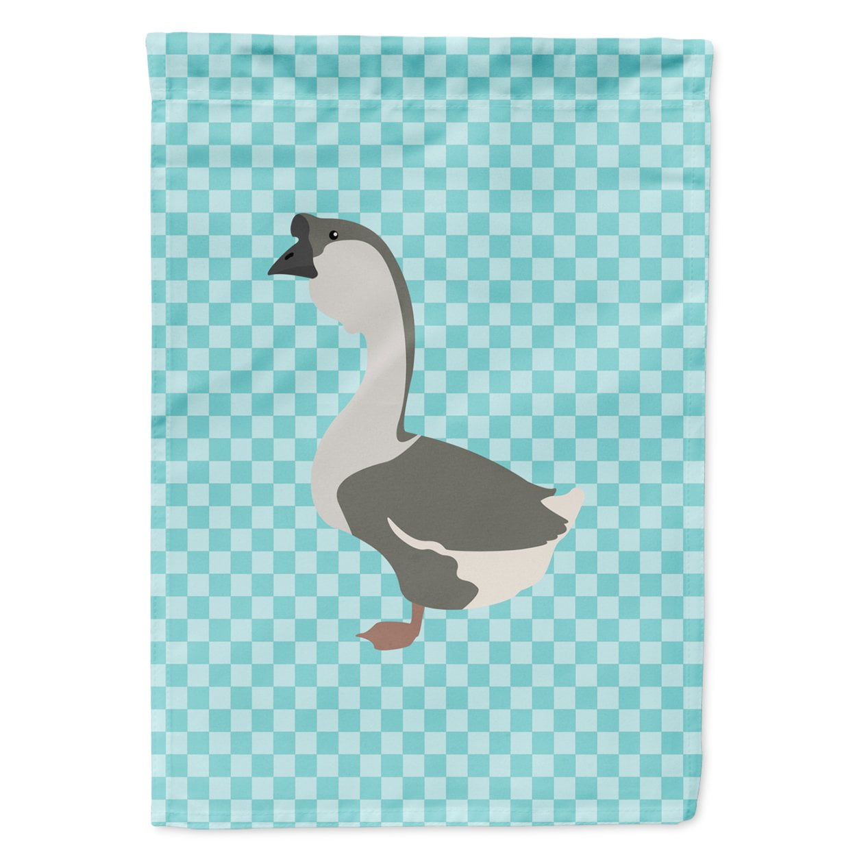 African Goose Blue Check Flag Garden Size