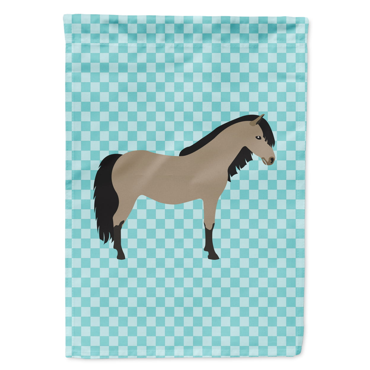 Welsh Pony Horse Blue Check Flag Garden Size