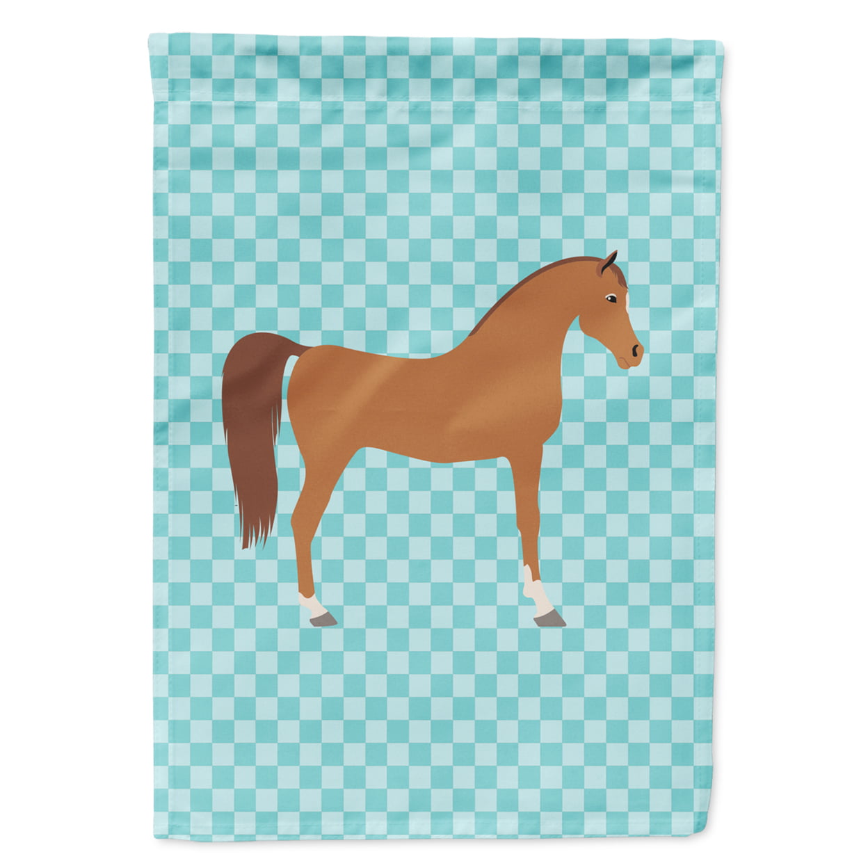 Arabian Horse Blue Check Flag Garden Size