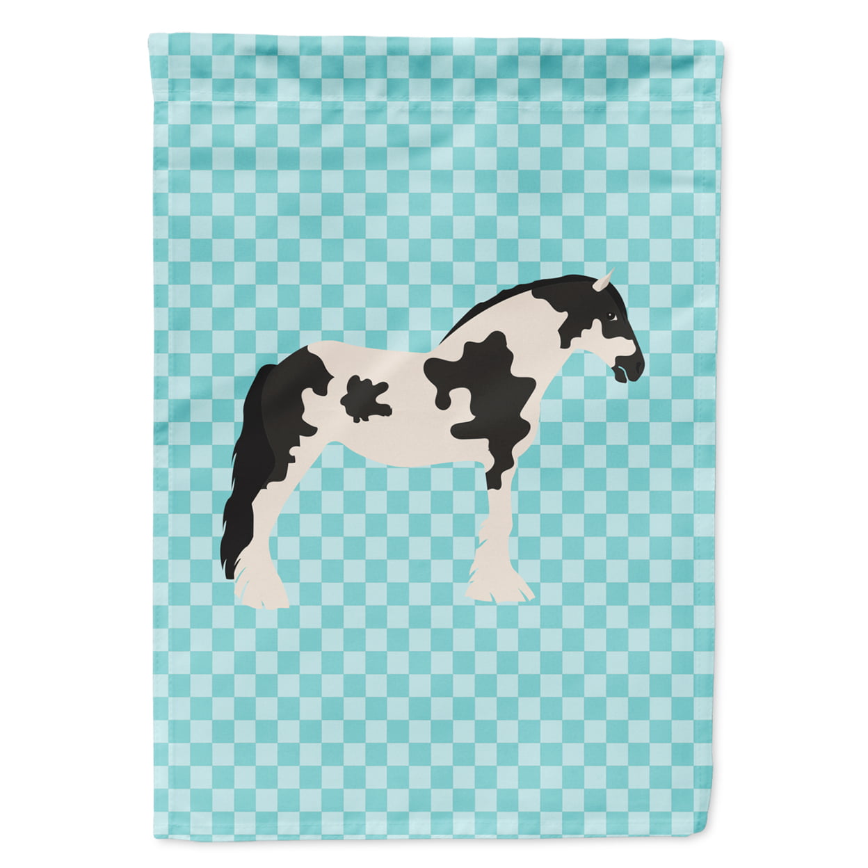 Cyldesdale Horse Blue Check Flag Garden Size