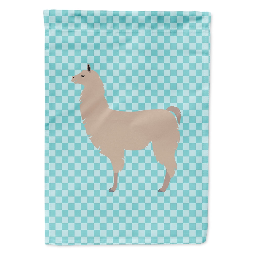 Llama Blue Check Flag Garden Size