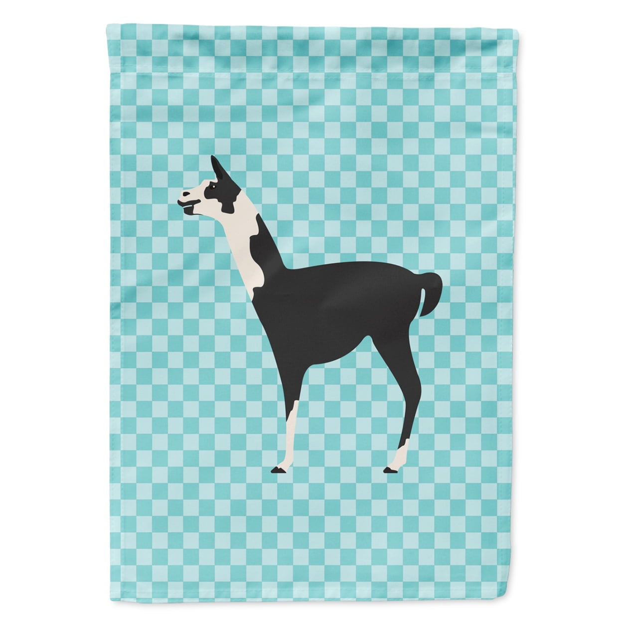 Llama Q Ara Blue Check Flag Garden Size