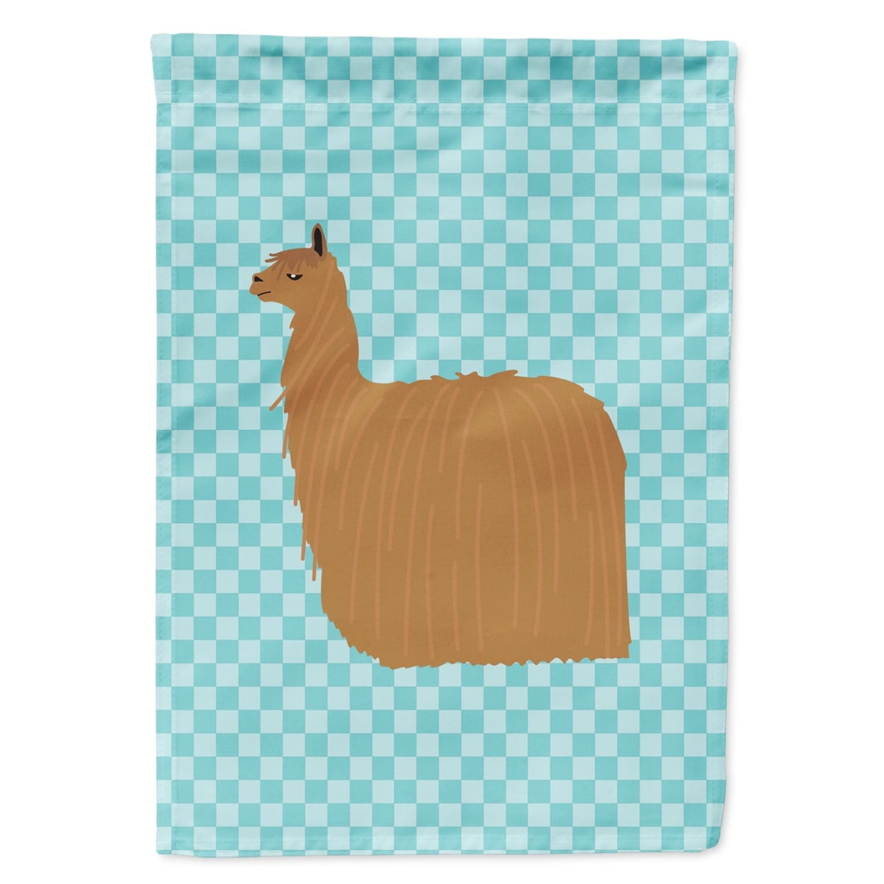 Alpaca Suri Blue Check Flag Garden Size
