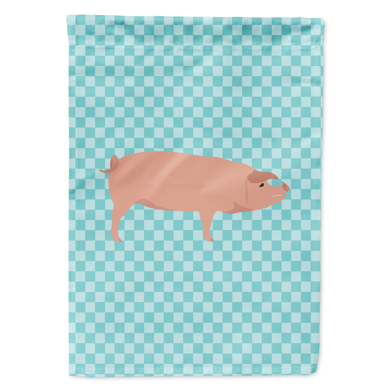 American Landrace Pig Blue Check Flag Garden Size