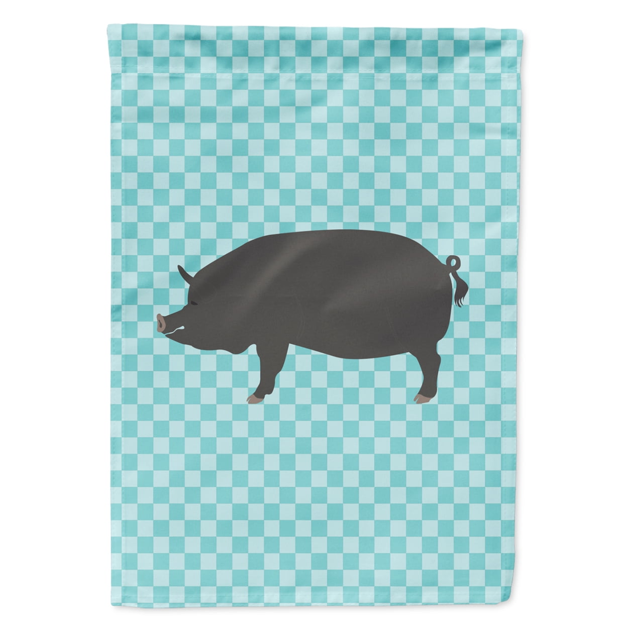 Berkshire Pig Blue Check Flag Garden Size