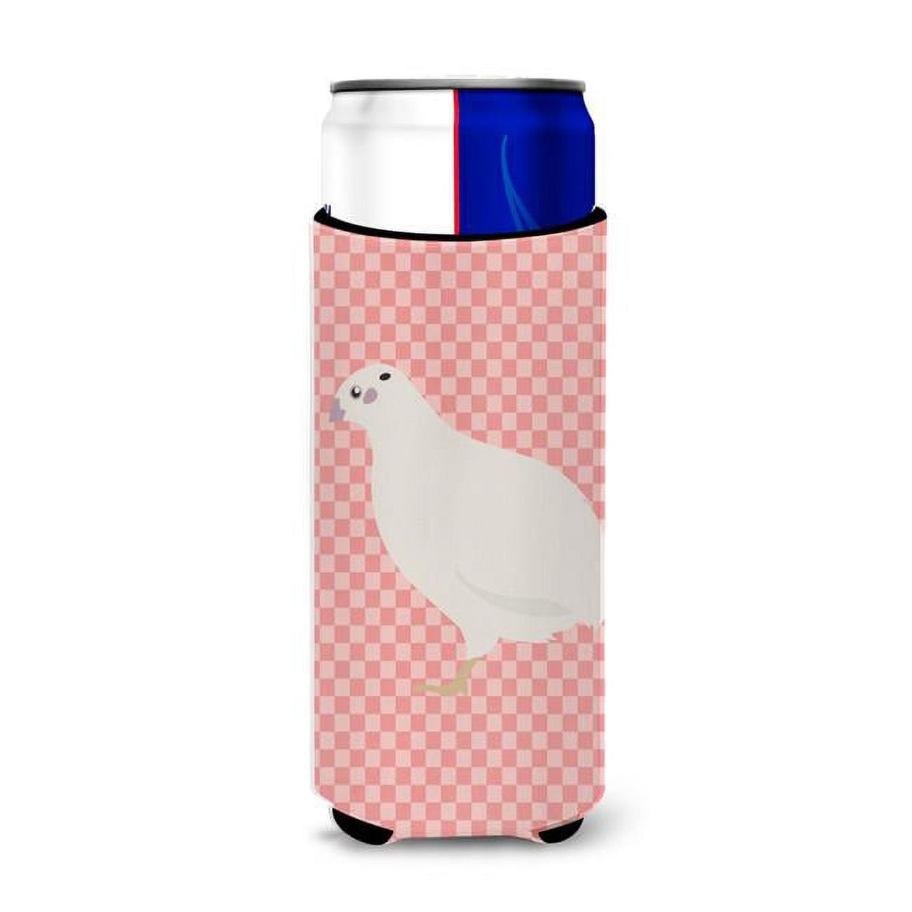 Texas Quail Pink Check Michelob Ultra Hugger for Slim Cans - Pink Check