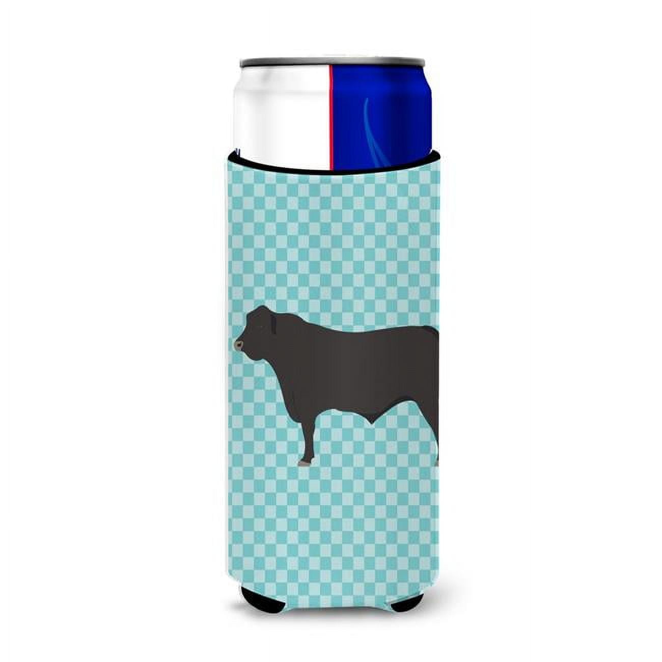 Black Angus Cow Blue Check Michelob Ultra Hugger for Slim Cans