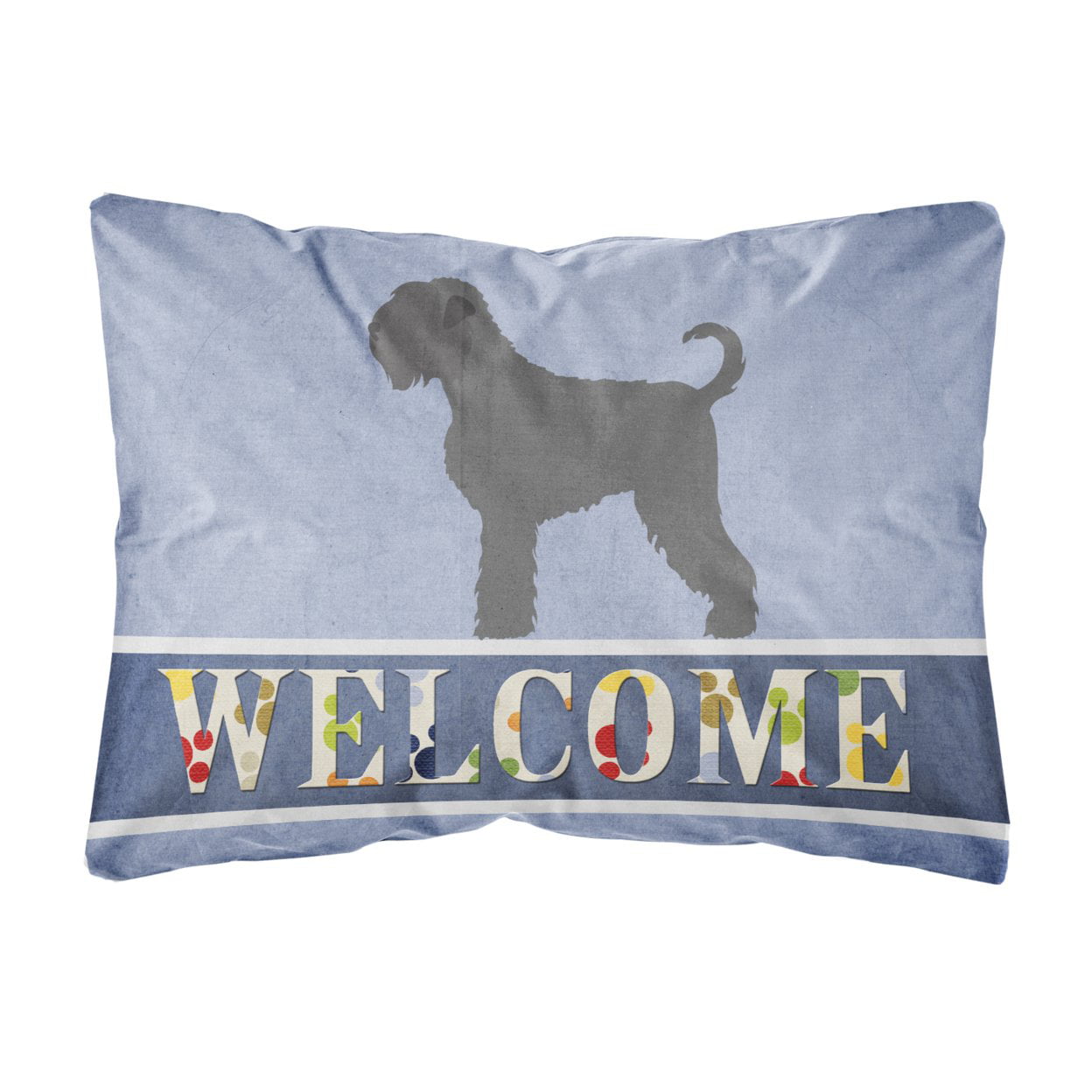 Black Russian Terrier Welcome Canvas Fabric Decorative Pillow