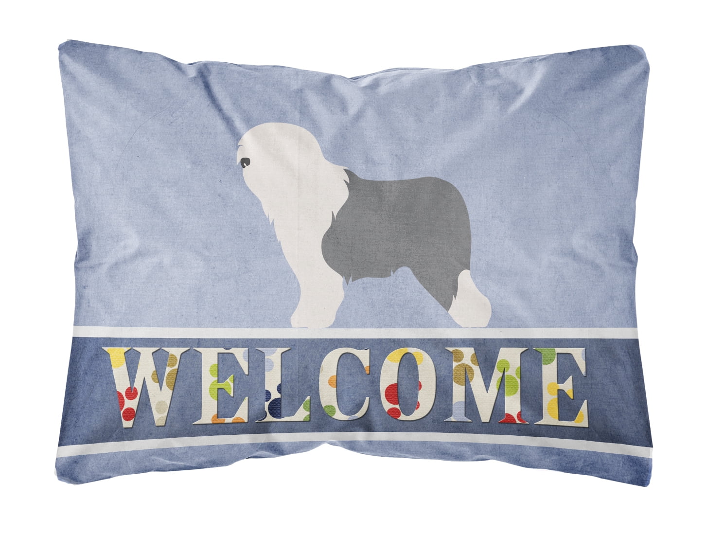 BB8294PW1216 Old English Sheepdog Bobtail Canvas Fabric Decorative Pillow