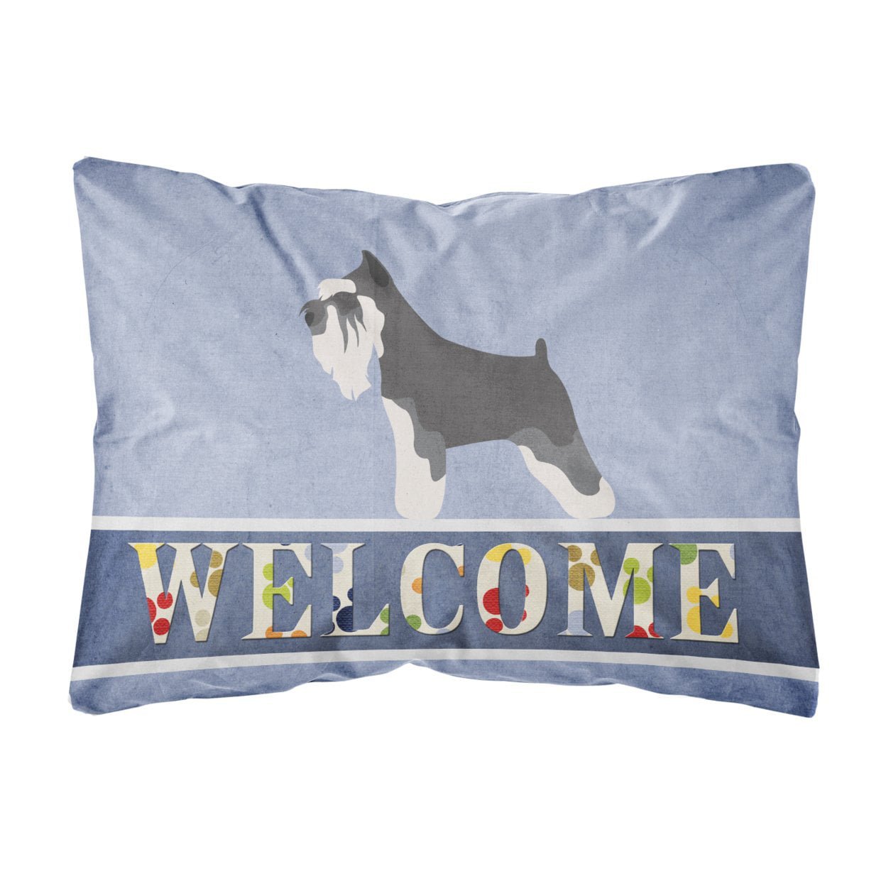 Miniature Schnauzer Welcome Canvas Fabric Decorative Pillow