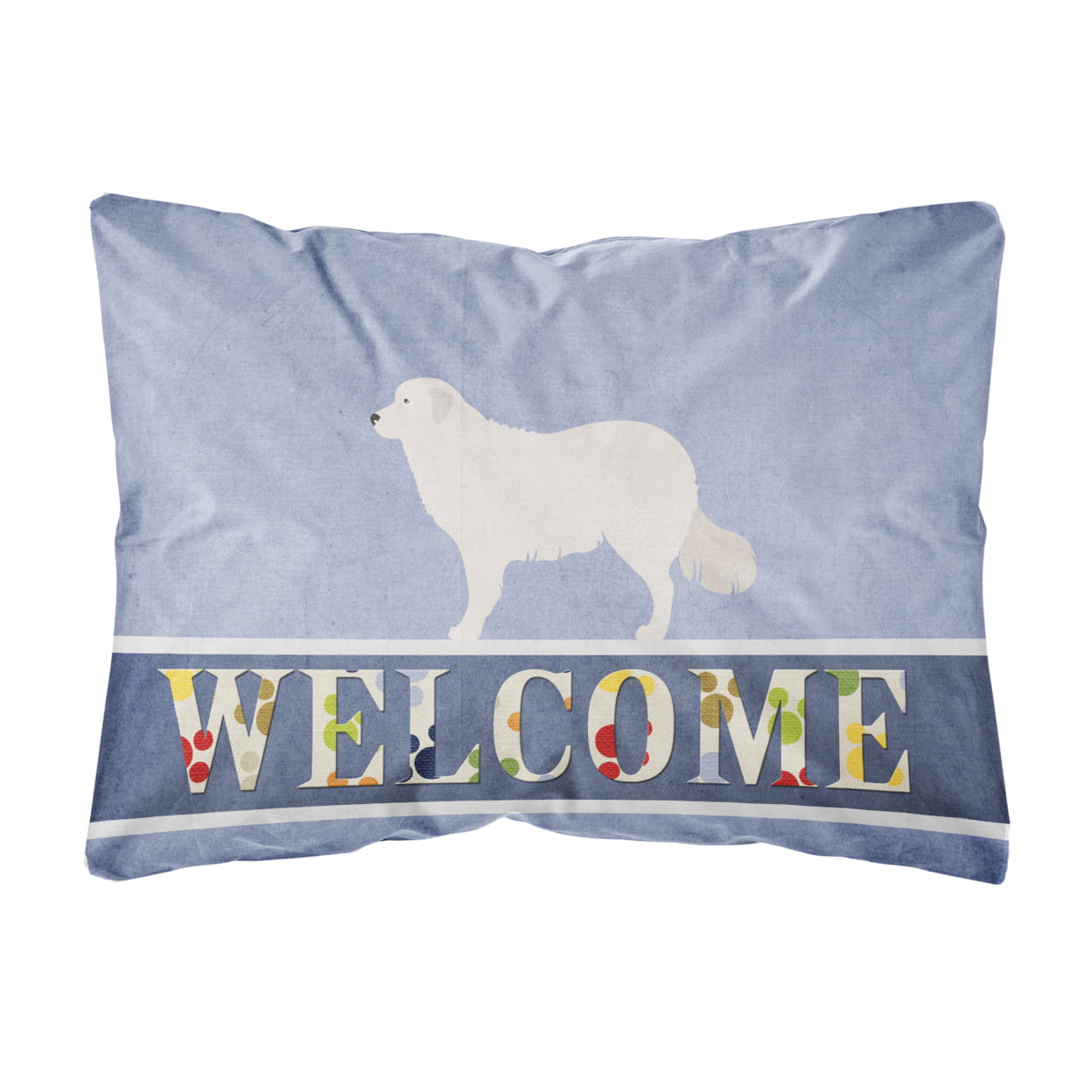 BB8305PW1216 Kuvasz Welcome Canvas Fabric Decorative Pillow