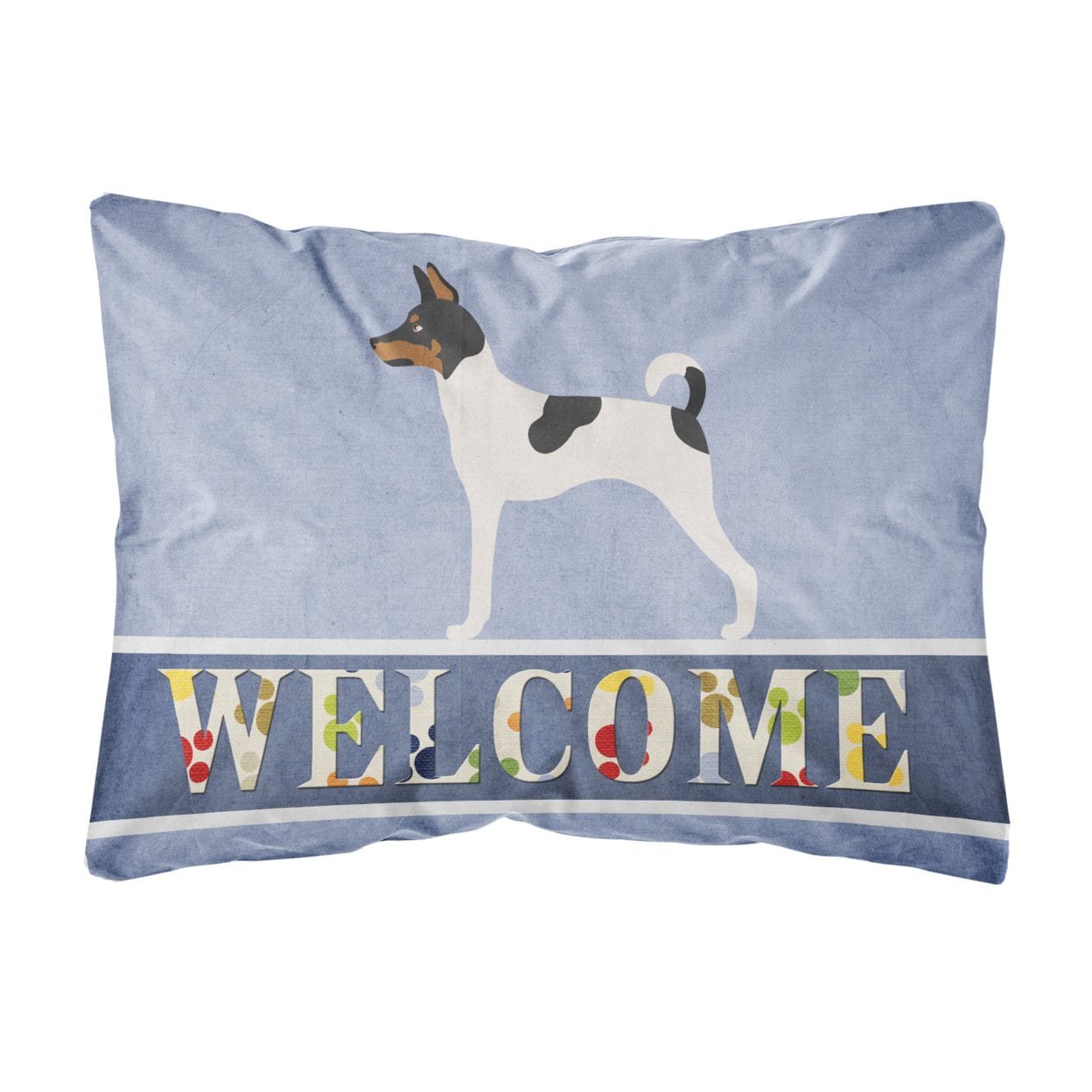 American Toy Fox Terrier Welcome Canvas Fabric Decorative Pillow - Multi-Colored - 12 L x 3 W x 16 H in.