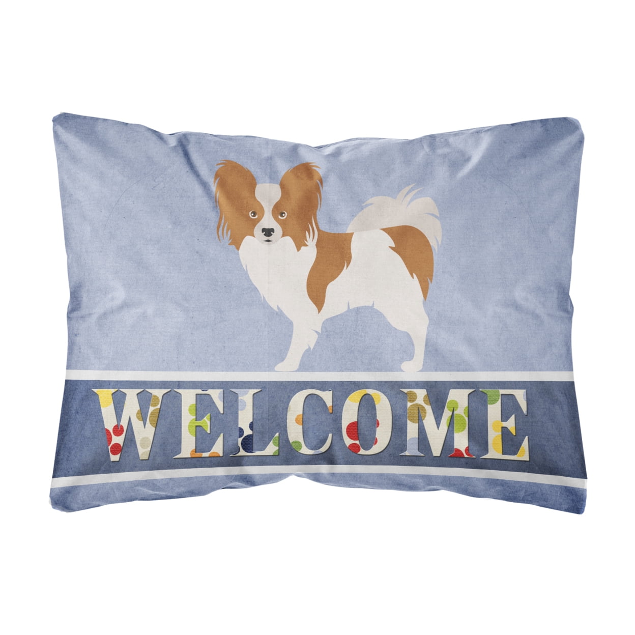 Papillon Welcome Canvas Fabric Decorative Pillow - Multi-Colored
