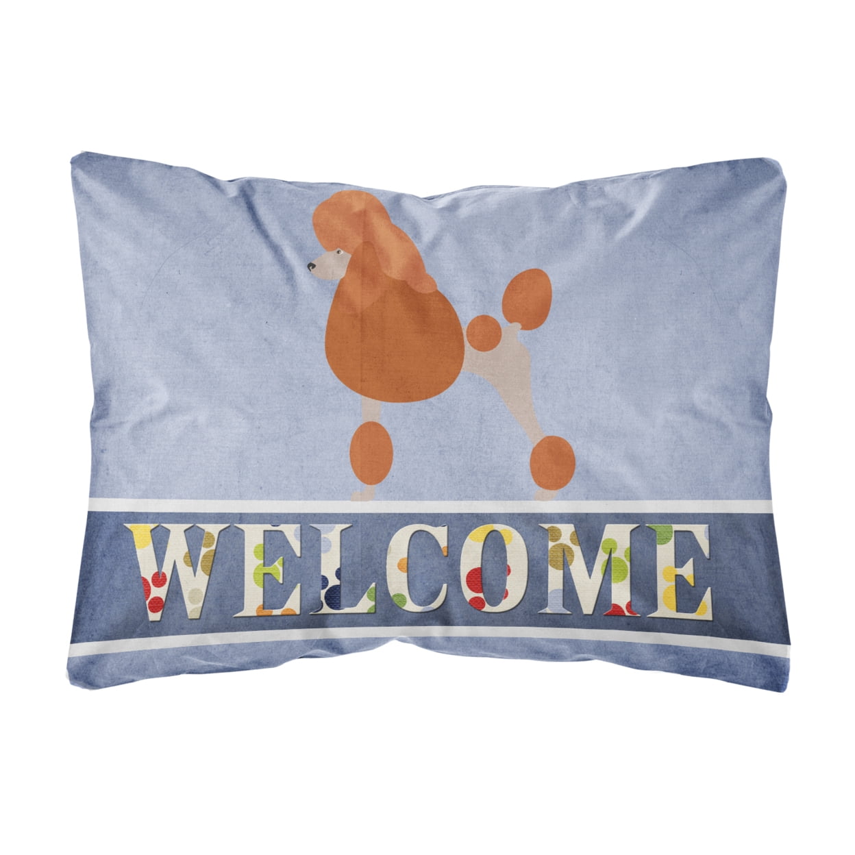 BB8311PW1216 Royal Poodle Welcome Canvas Fabric Decorative Pillow