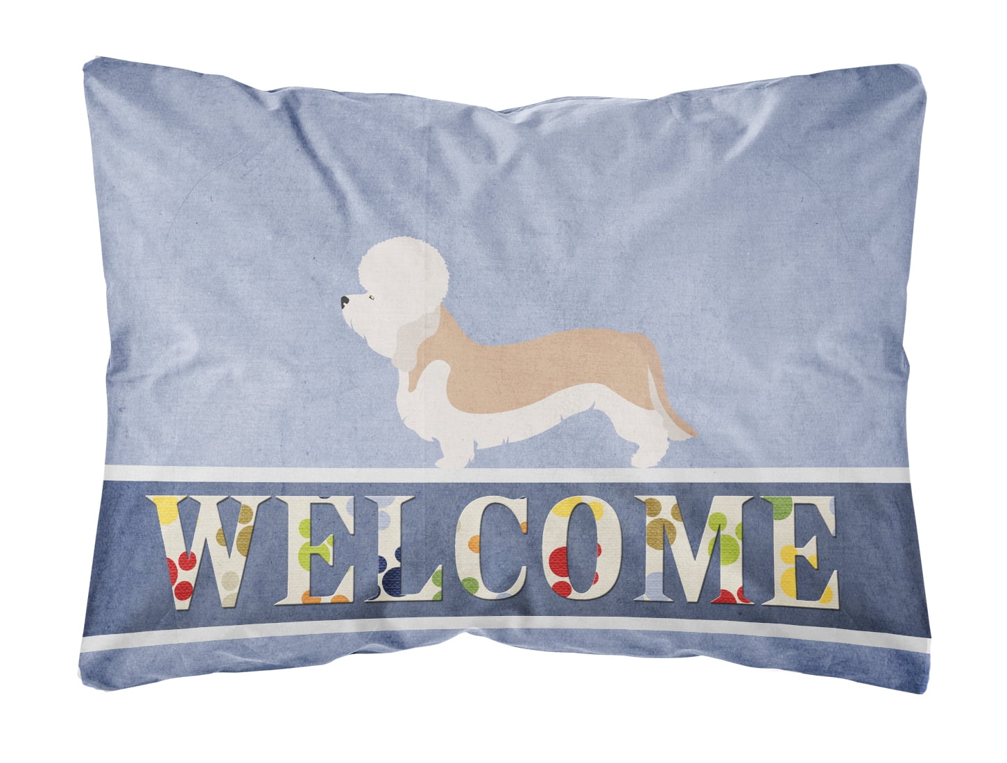 Dandie Dinmont Terrier Welcome Canvas Fabric Decorative Pillow - Multi-Colored