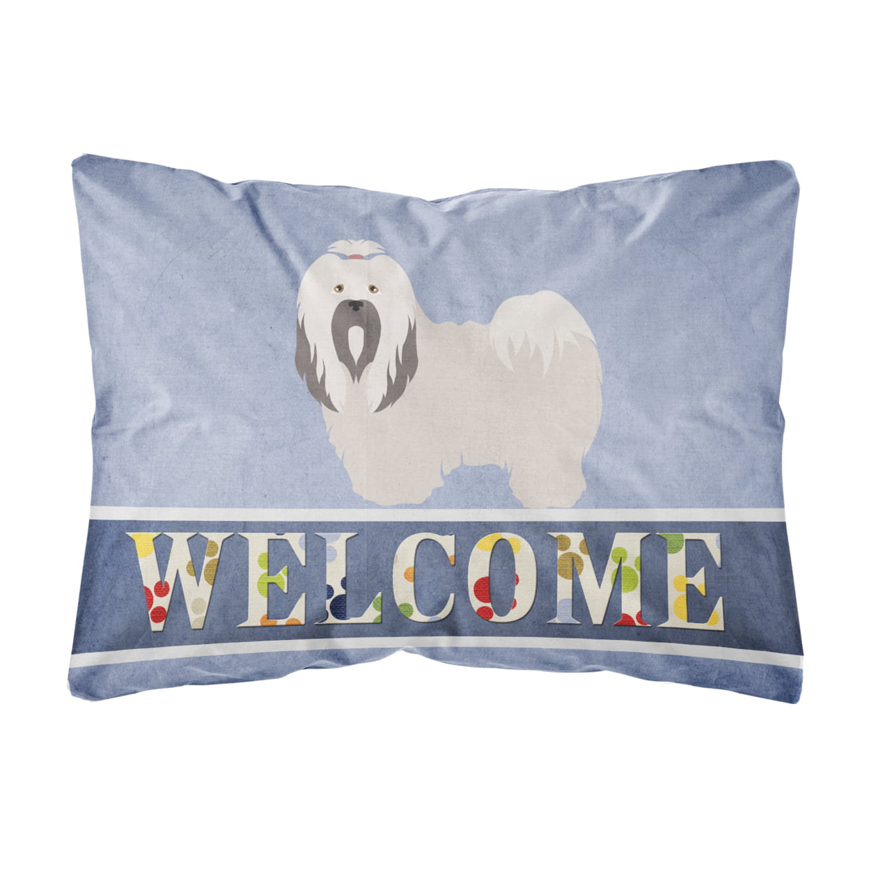 Picture of Carolines Treasures BB8319PW1216 Lhasa Apso Welcome Canvas Fabric Decorative Pillow