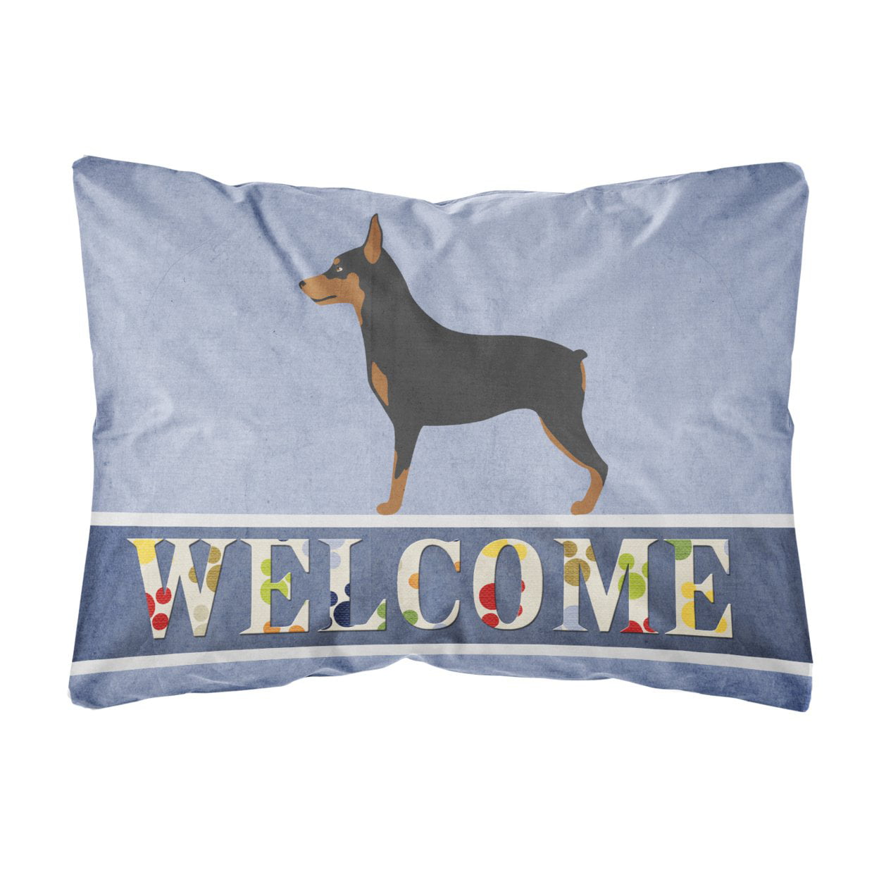 BB8323PW1216 Miniature Pinscher Welcome Canvas Fabric Decorative Pillow