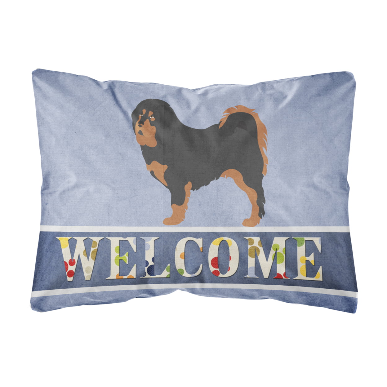 Tibetan Mastiff Welcome Canvas Fabric Decorative Pillow - Multi-Colored - 12 L x 3 W x 16 H in.