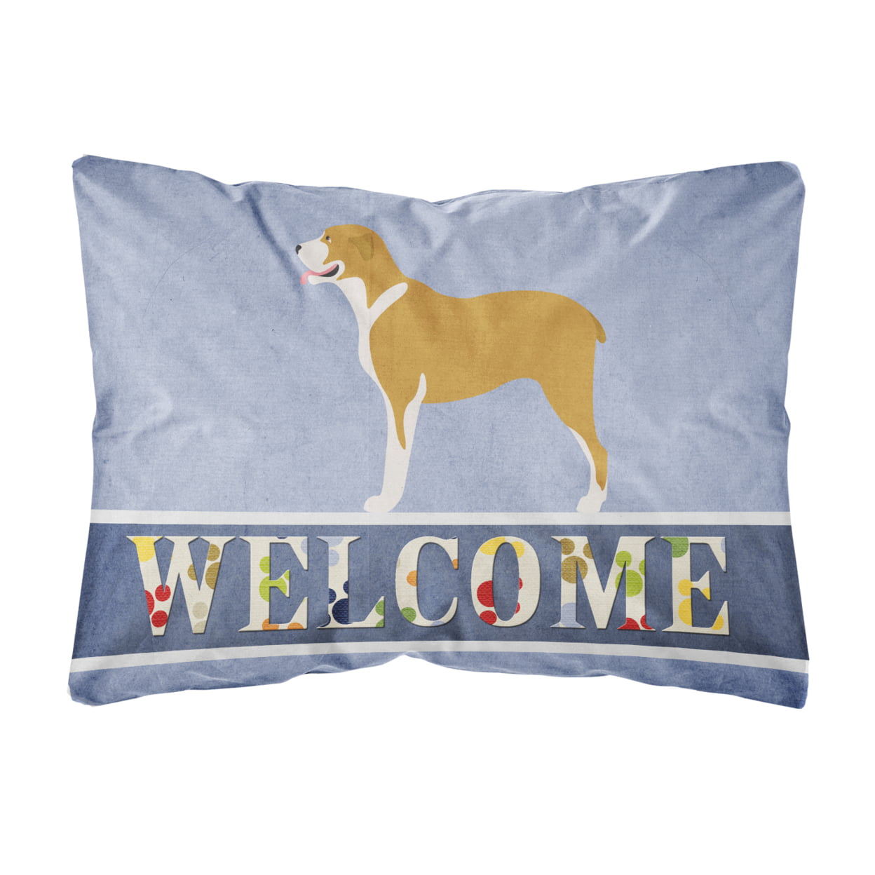 Belgium Mastiff Welcome Canvas Fabric Decorative Pillow - Multi-Colored - 12 L x 3 W x 16 H in.