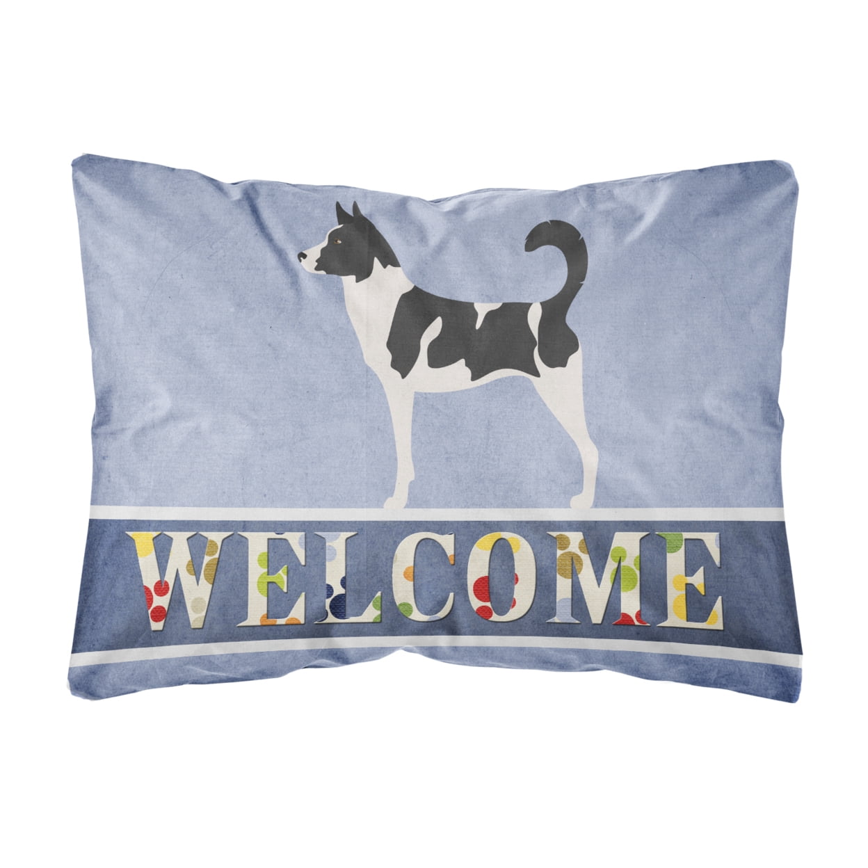 Canaan Dog Welcome Canvas Fabric Decorative Pillow - Multi-Colored