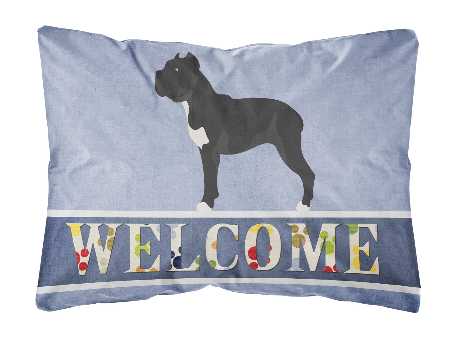 Cane Corso Welcome Canvas Fabric Decorative Pillow - Multi-Colored