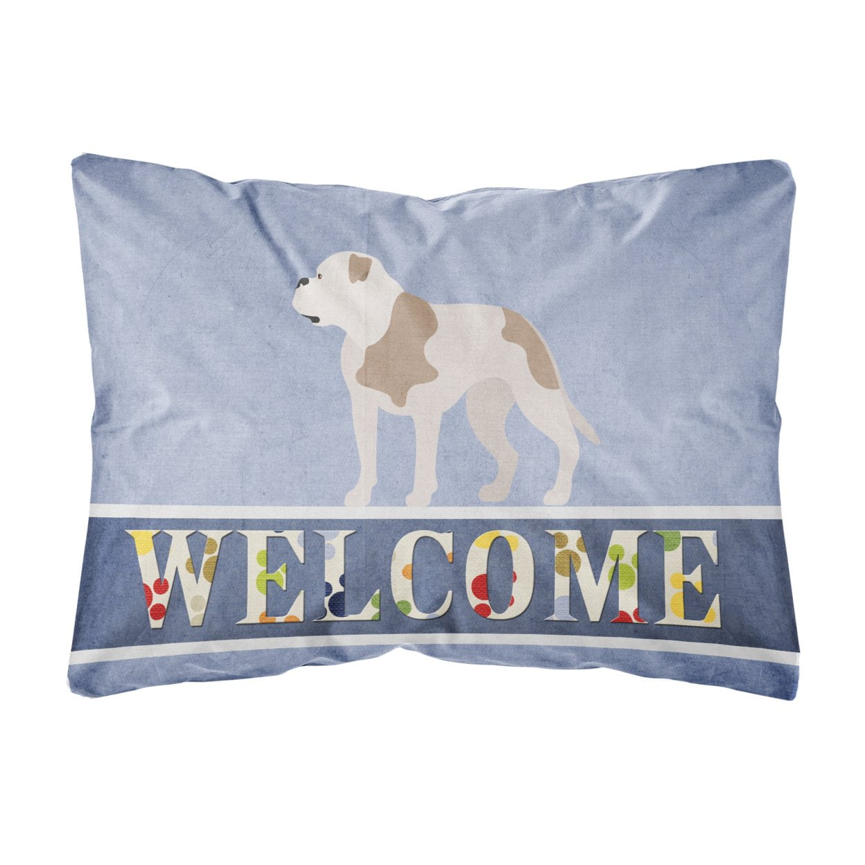 American Bulldog Welcome Canvas Fabric Decorative Pillow - Multi-Colored - 12 L x 3 W x 16 H in.