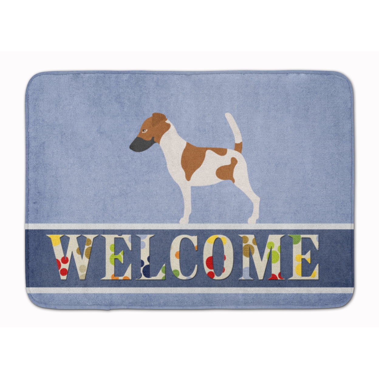 BB8279RUG Smooth Fox Terrier Welcome Machine Washable Memory Foam Mat