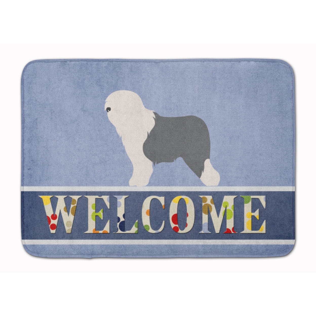 BB8294RUG Old English Sheepdog Bobtail Machine Washable Memory Foam Mat
