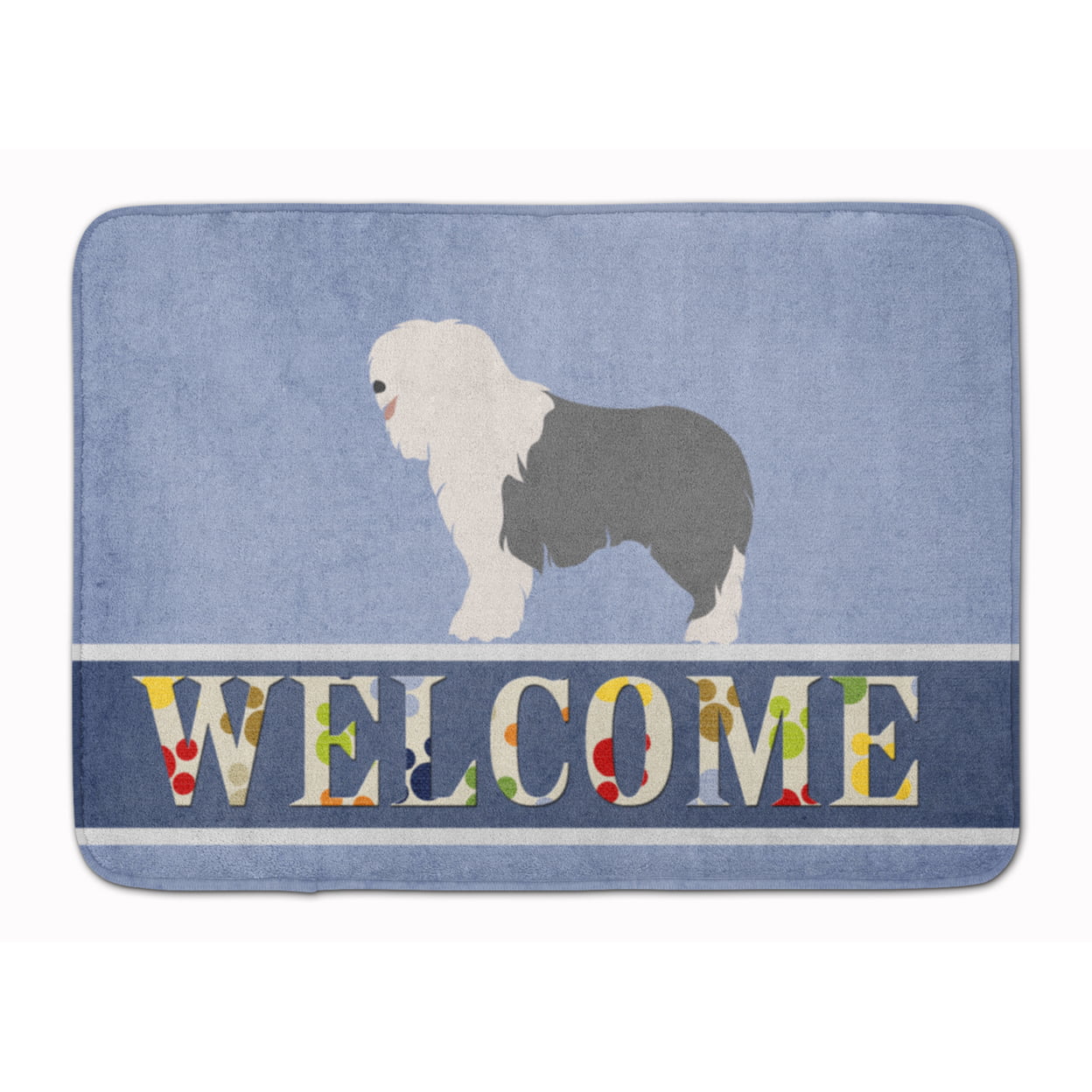 BB8304RUG Old English Sheepdog Welcome Machine Washable Memory Foam Mat