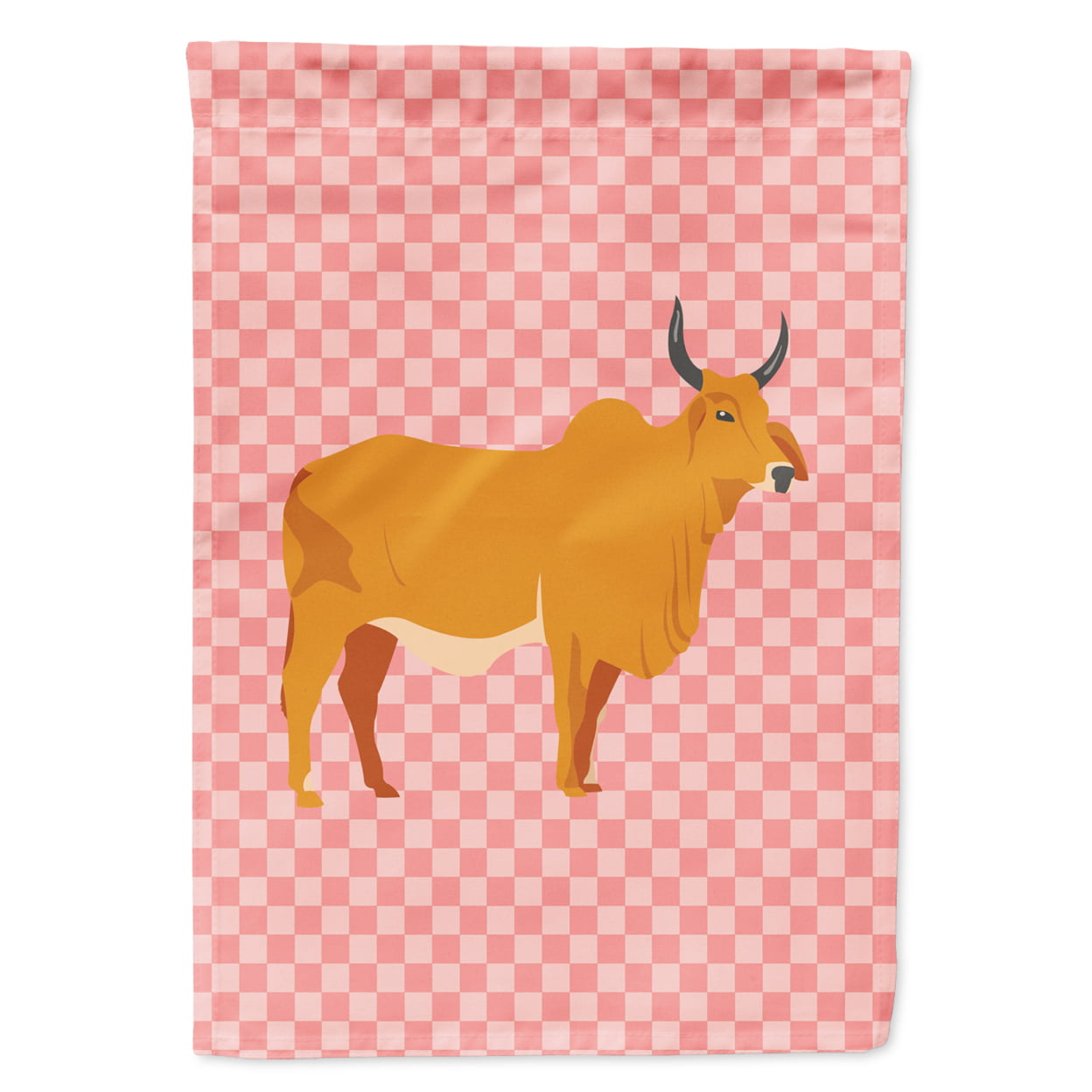 Zebu Indicine Cow Pink Check Garden Flag - Pink Check