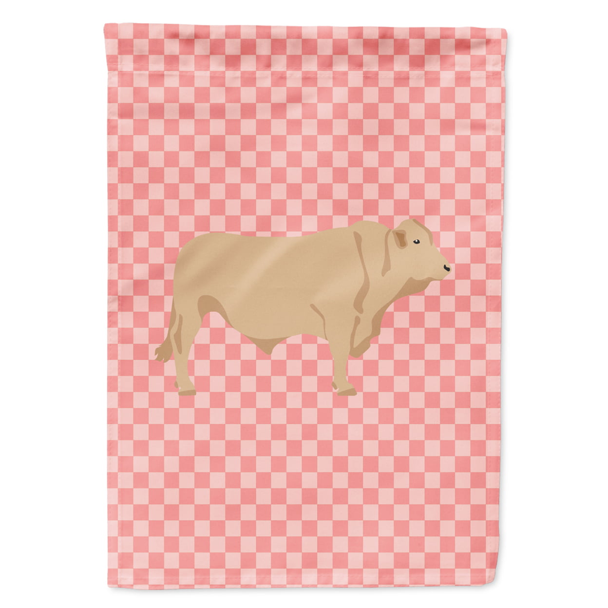 BB7826GF Charolais Cow Pink Check Garden Flag
