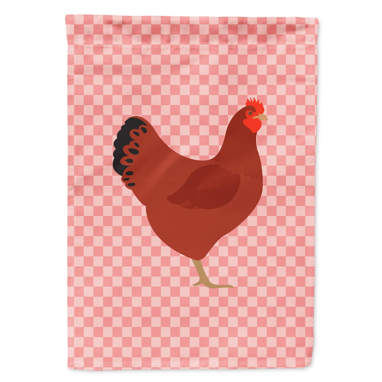 New Hampshire Red Chicken Pink Check Garden Flag - Pink Check
