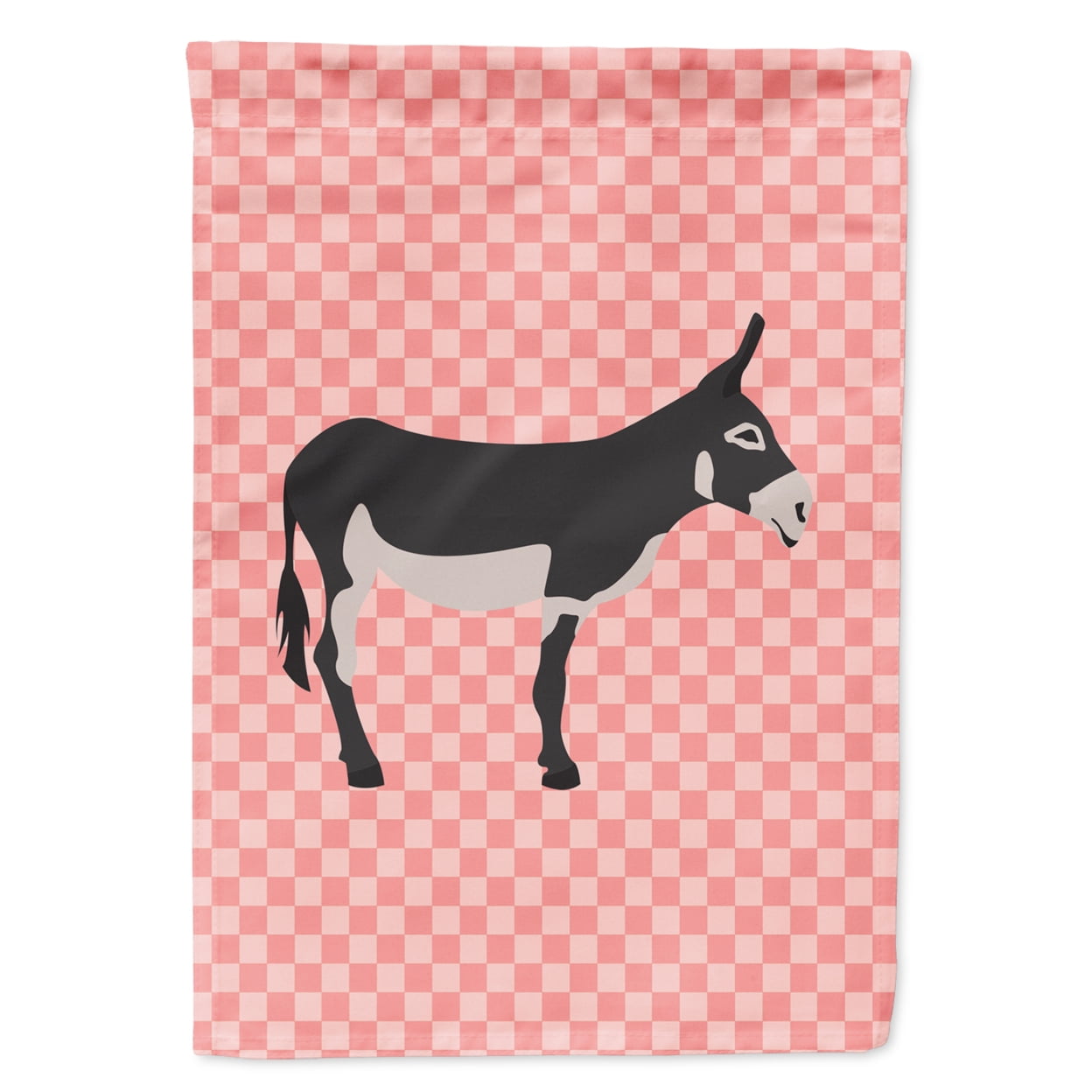 American Mammoth Jack Donkey Pink Check Garden Flag