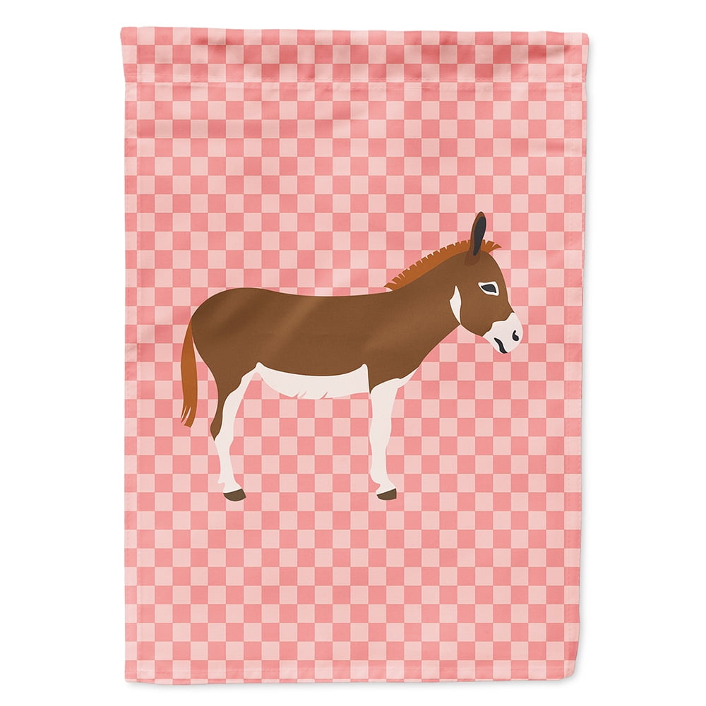Miniature Mediterranian Donkey Pink Check Garden Flag