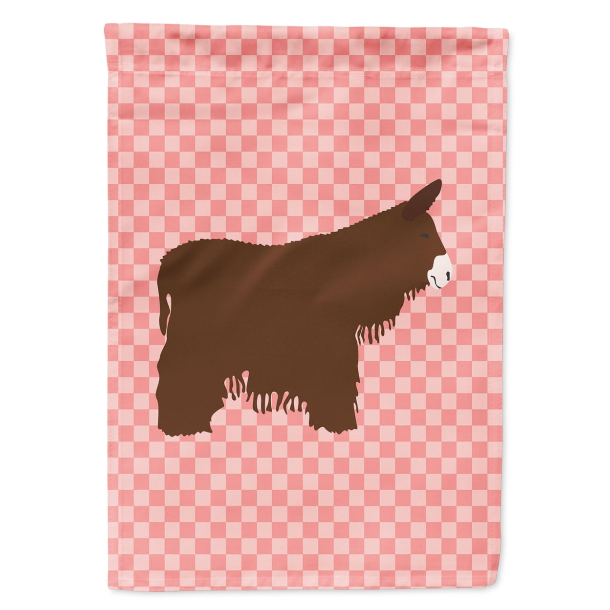 Poitou Poiteuin Donkey Pink Check Garden Flag - Pink Check