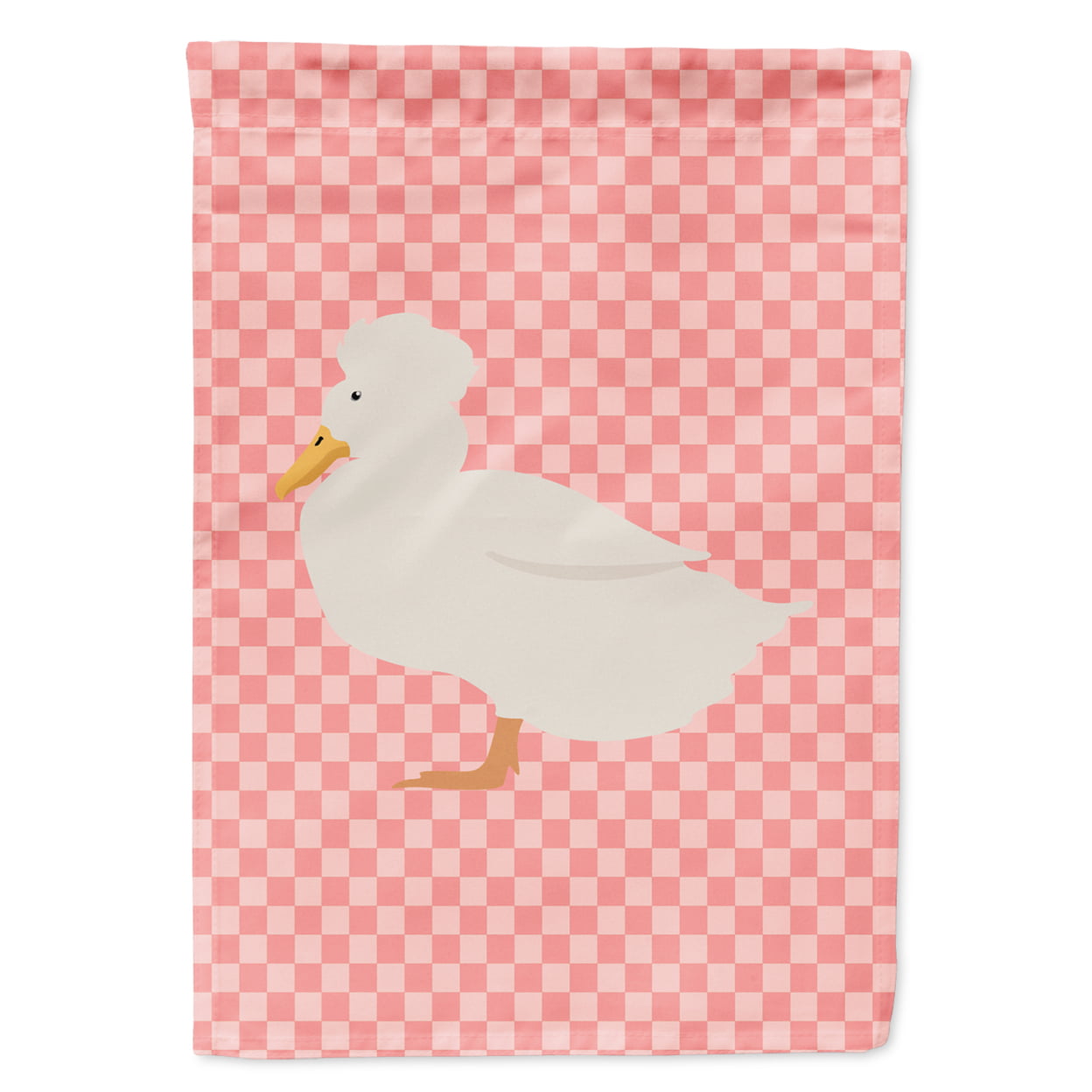 Crested Duck Pink Check Garden Flag