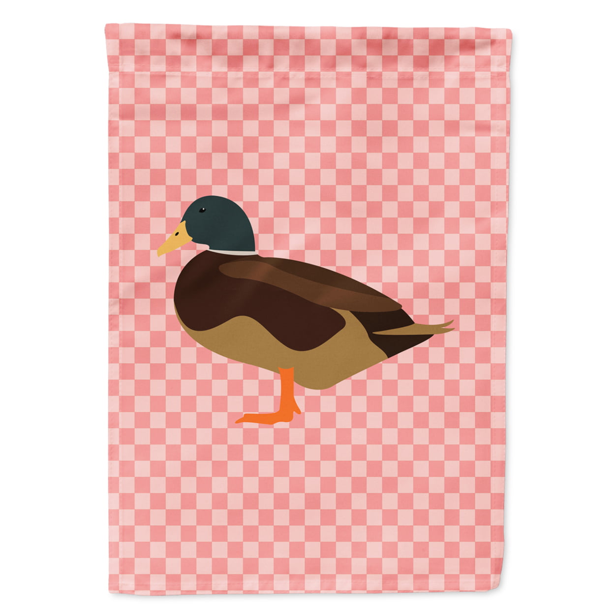Silver Bantam Duck Pink Check Garden Flag