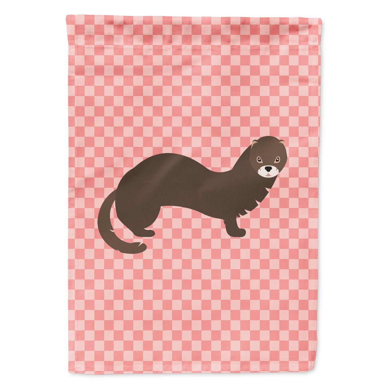 Russian Or European Mink Pink Check Garden Flag - Pink Check
