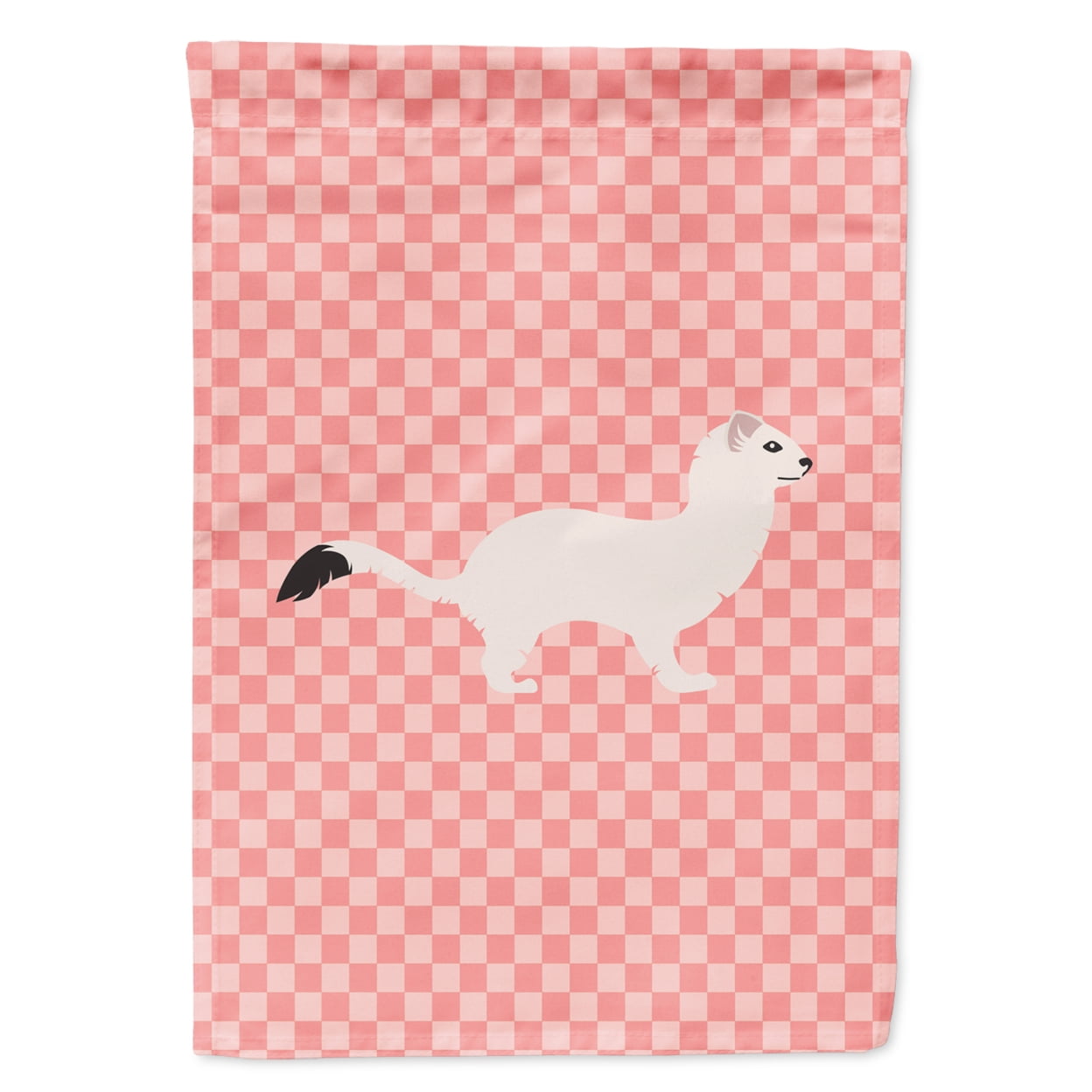 Stoat Short-Tailed Weasel Pink Check Garden Flag