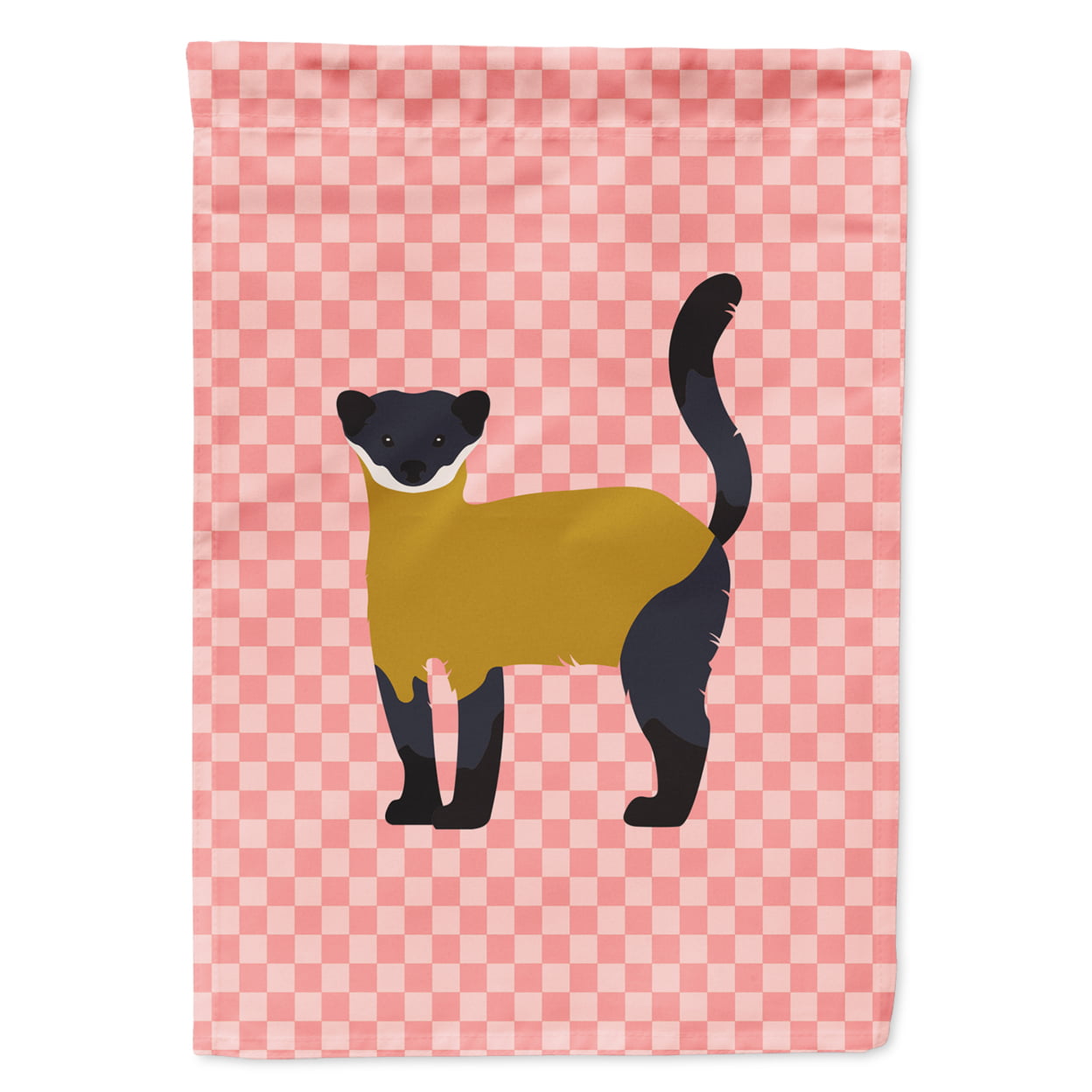 Yellow-Throated Marten Pink Check Garden Flag