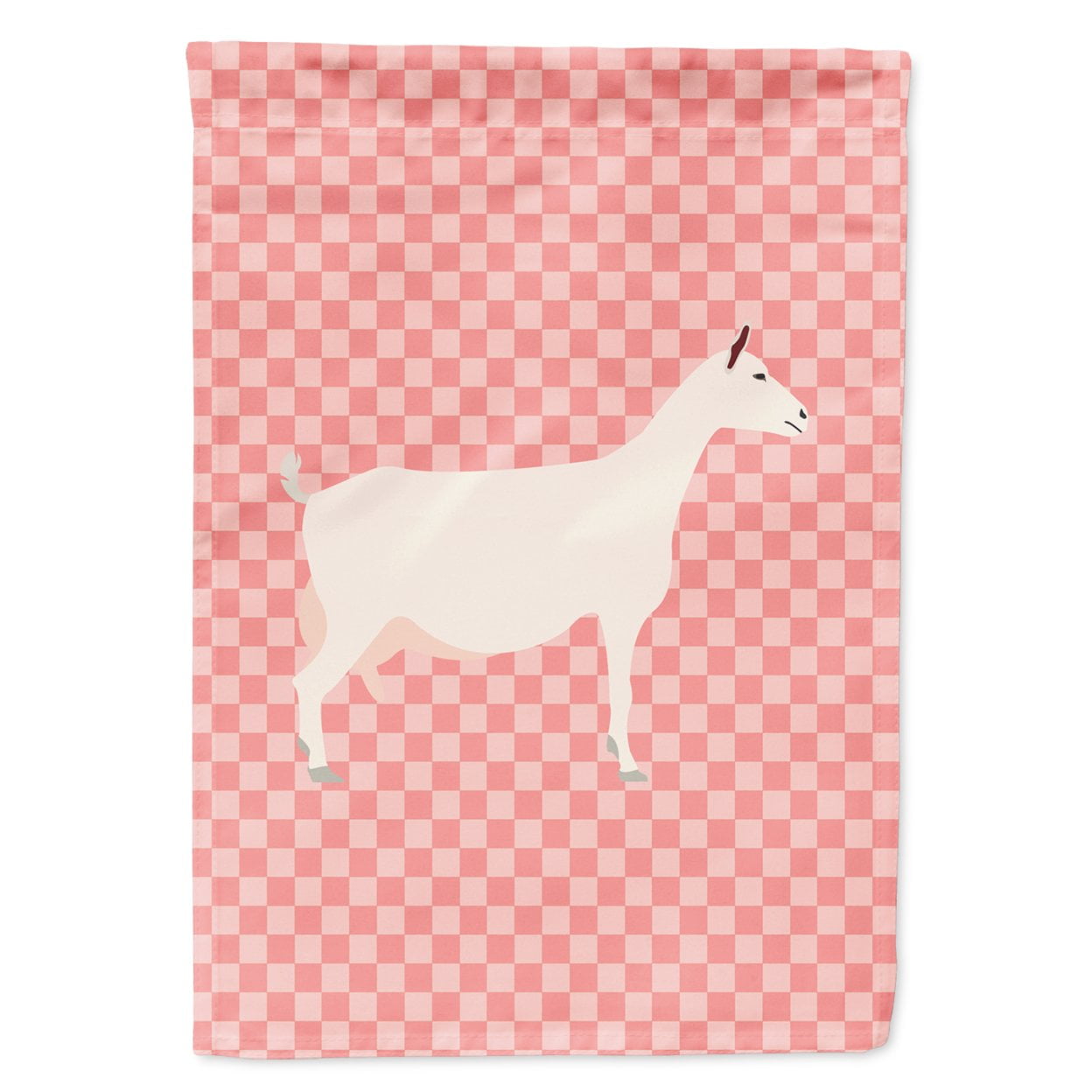 Saanen Goat Pink Check Garden Flag