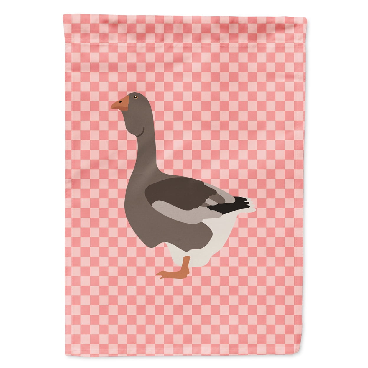 Toulouse Goose Pink Check Garden Flag