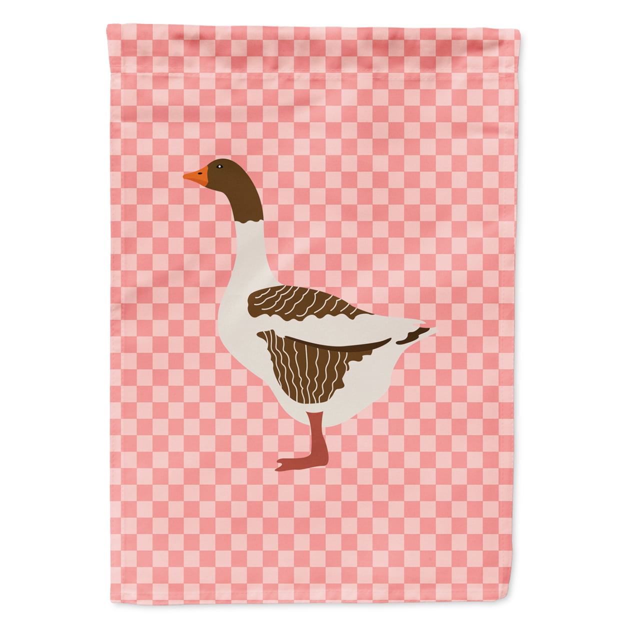 BB7903GF Pomeranian Rogener Goose Pink Check Garden Flag