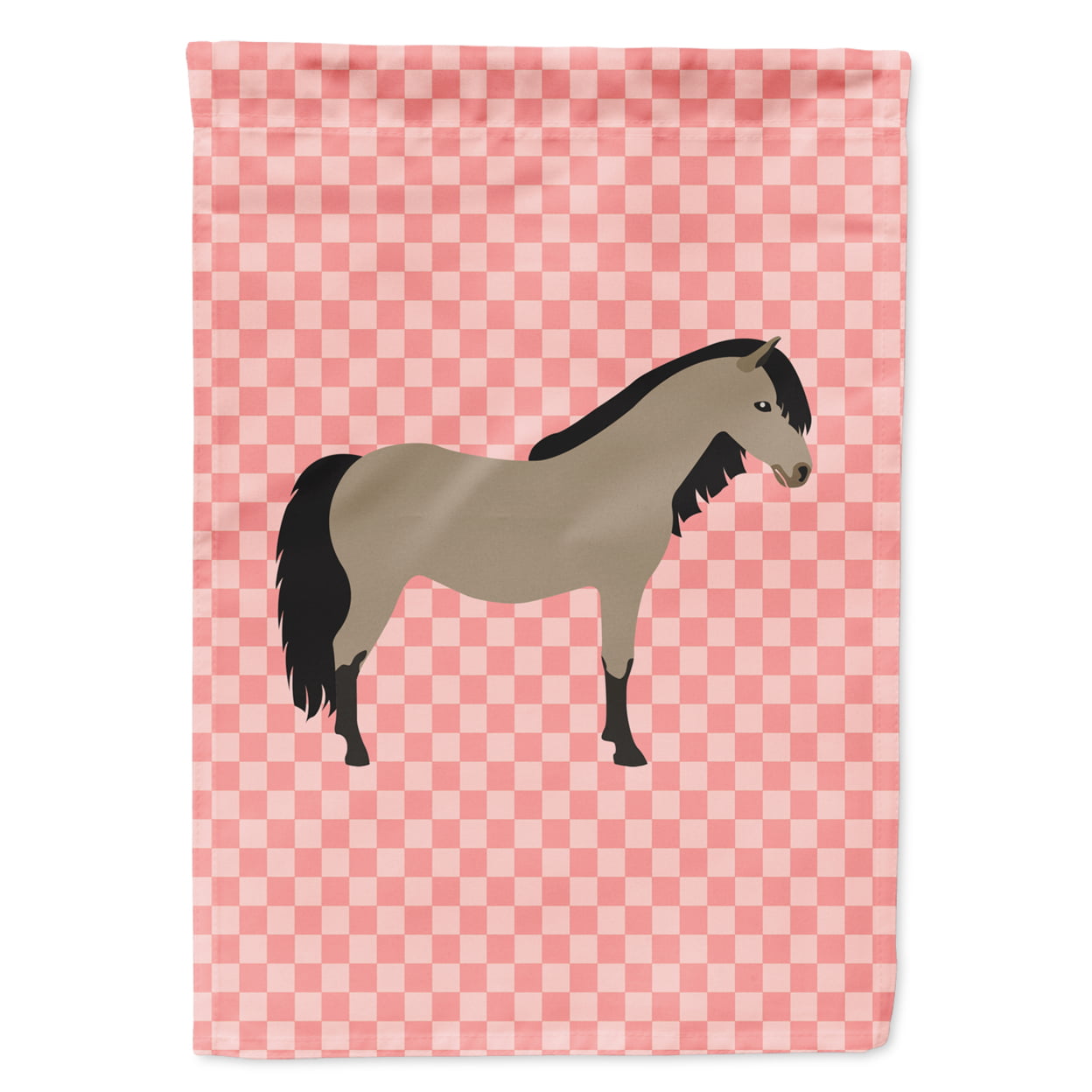 Welsh Pony Horse Pink Check Garden Flag