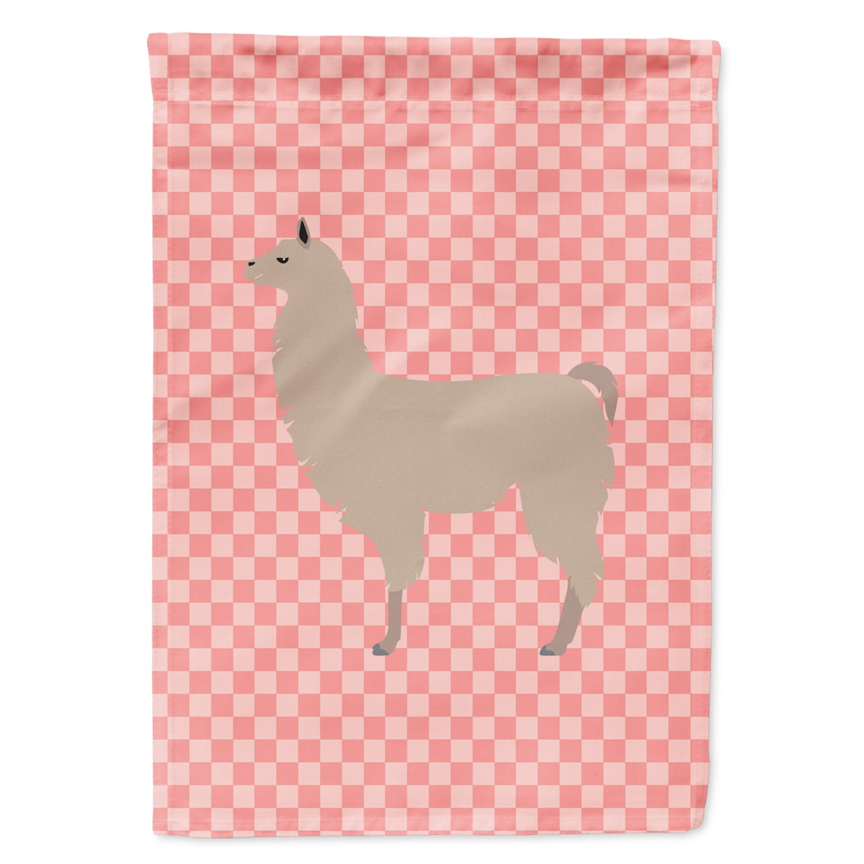 Llama Pink Check Garden Flag